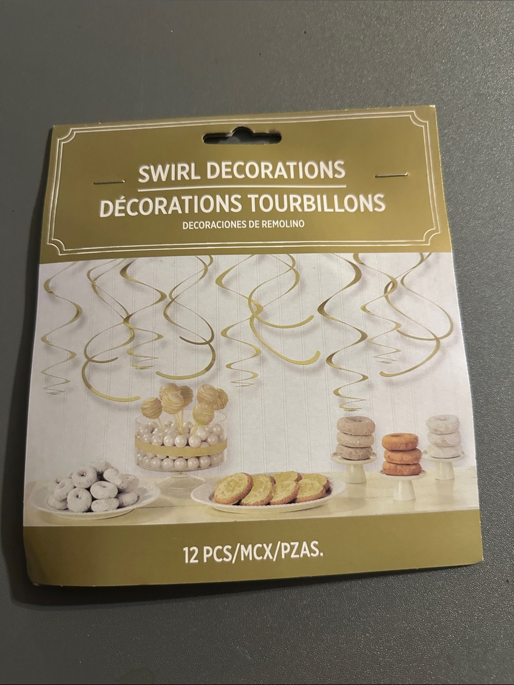 Swirl Decorations - Gold Party Hanging Swirls (12 PCS)